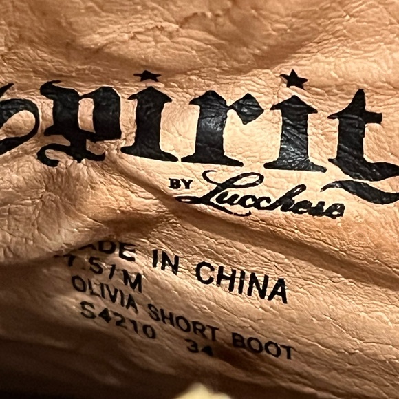 Spirit Lucchese Short boots Olivia crackled brown Black leather Moto Western 7.5 - Picture 7 of 9